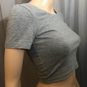 American Apparel Gray Cotton Spandex Crop Top Tee